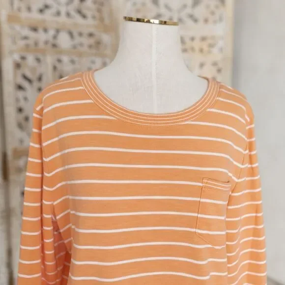 Women’s Talbots Orange and White Long Sleeve Top size L - Picture 4 of 12